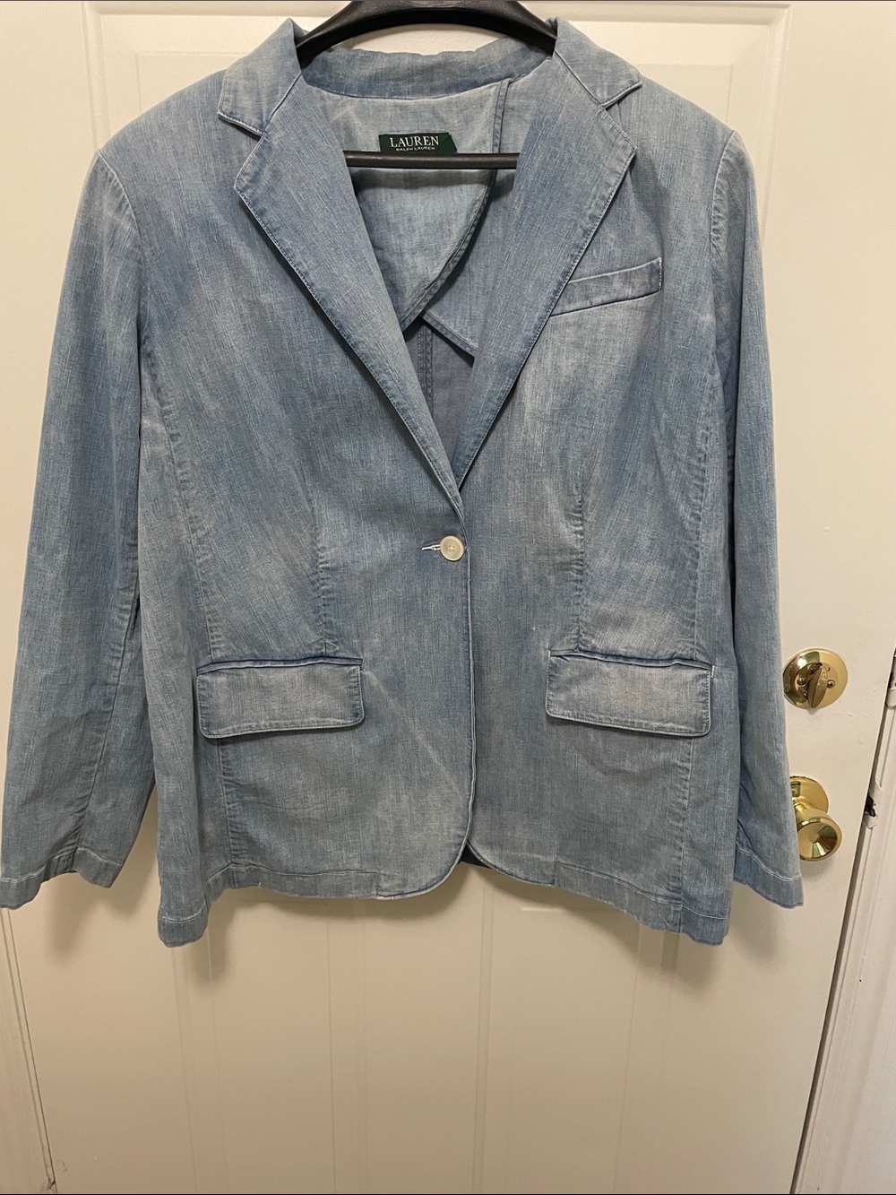 Lauren Ralph Lauren Light Wash Denim Blazer Sz 16 W